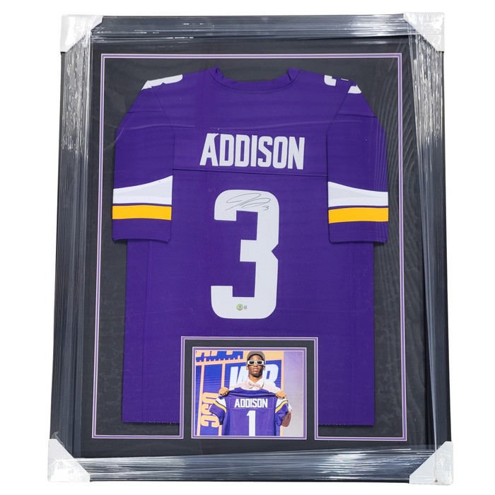 Jordan Addison Signed & Professionally Framed Custom Purple Football Jersey