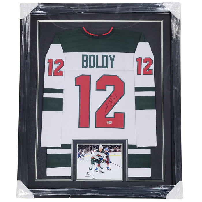 Matt Boldy Signed & Framed Custom White Hockey Jersey