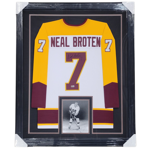 Neal Broten Signed & Professionally Framed Custom College Hockey Jersey