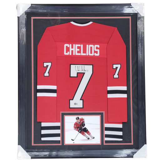 Chris Chelios Signed & Professionally Framed Custom Red Hockey Jersey