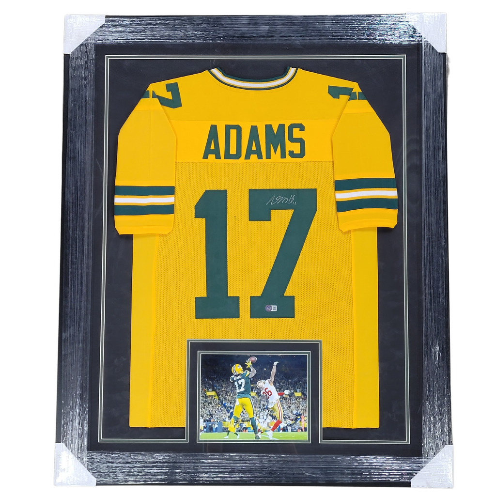 Davante Adams Signed 31x35 Custom Framed Jersey (JSA COA)