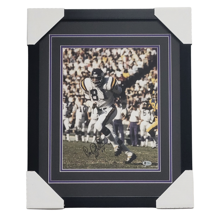 Carl Eller Professionally Framed Autographed Running in White 11x14 Photo #2 with HOF 04