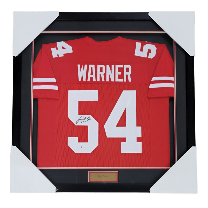 Fred Warner Signed & Professionally Framed 1/2 Size Custom Red Football Jersey