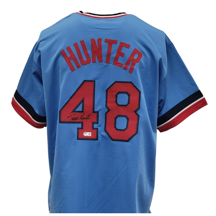 Torii Hunter Signed Custom Light Blue Baseball Jersey