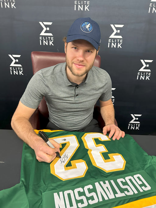 Filip Gustavsson Signed Custom Green Retro Hockey Jersey