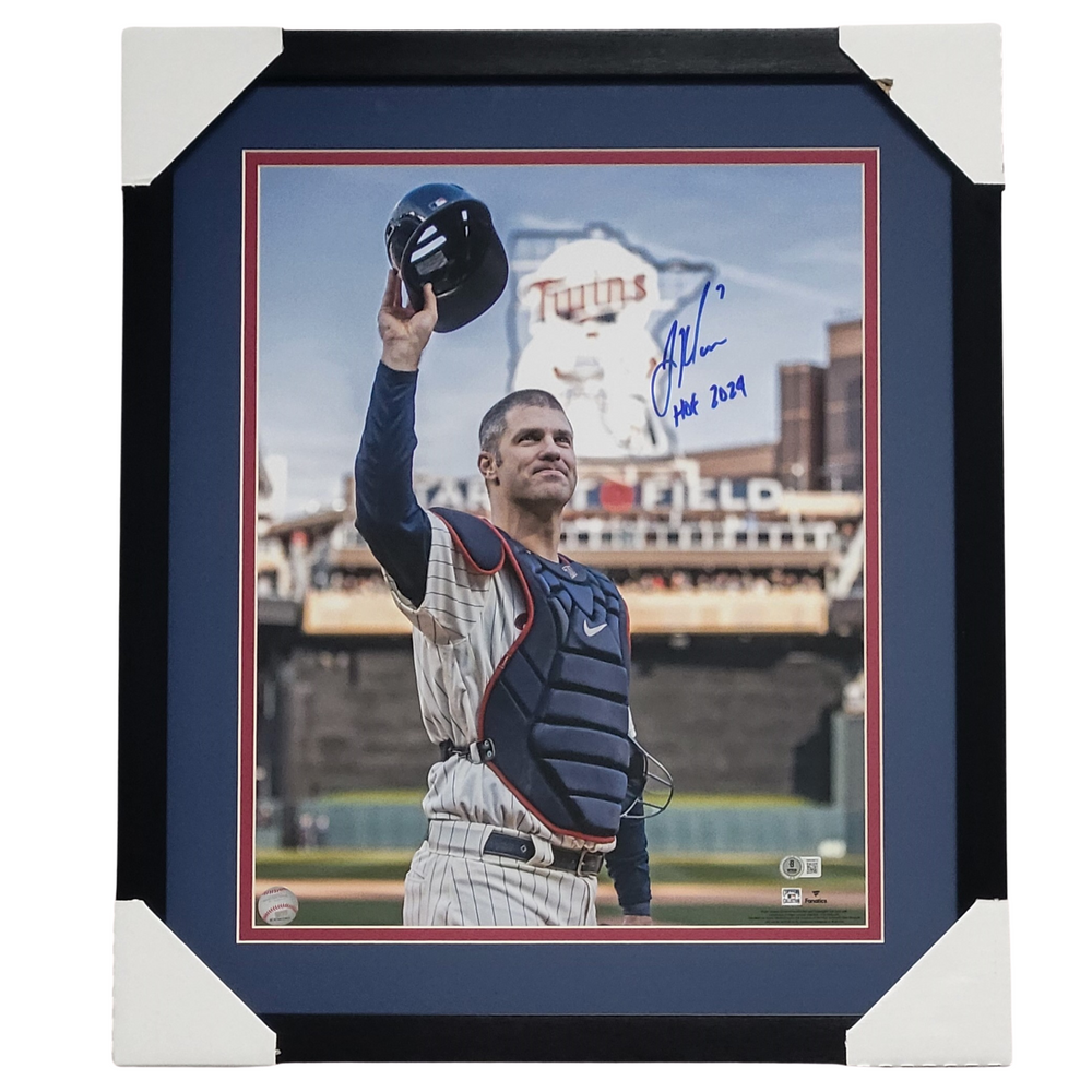 Joe Mauer Salute Close Up Signed & Professionally Framed 16x20 Photo w/ Inscription