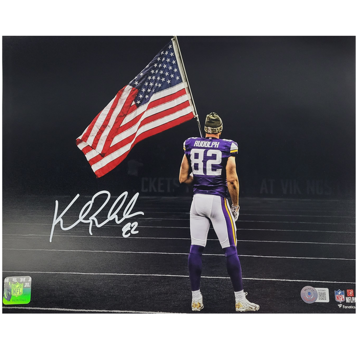 Kyle Rudolph Autographed Holding American Flag 11x14 Photo