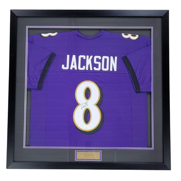 Lamar Jackson Signed & Professionally Framed 1/2 Size Custom Purple Football Jersey