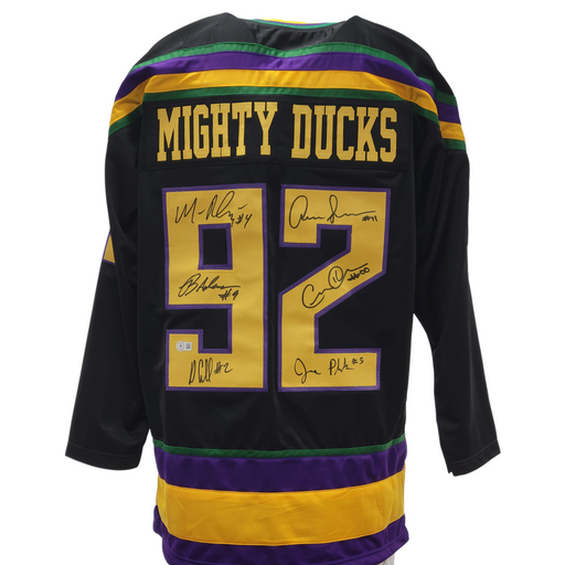 The Mighty Ducks Cast Autographed Black Hockey Jersey
