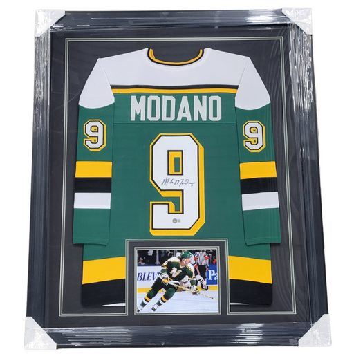 Mike Modano Signed & Professionally Framed Custom Green Hockey Jersey