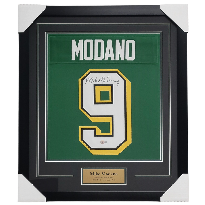 Mike Modano Signed & Professionally Framed Custom Green Jersey Shadow Box Display