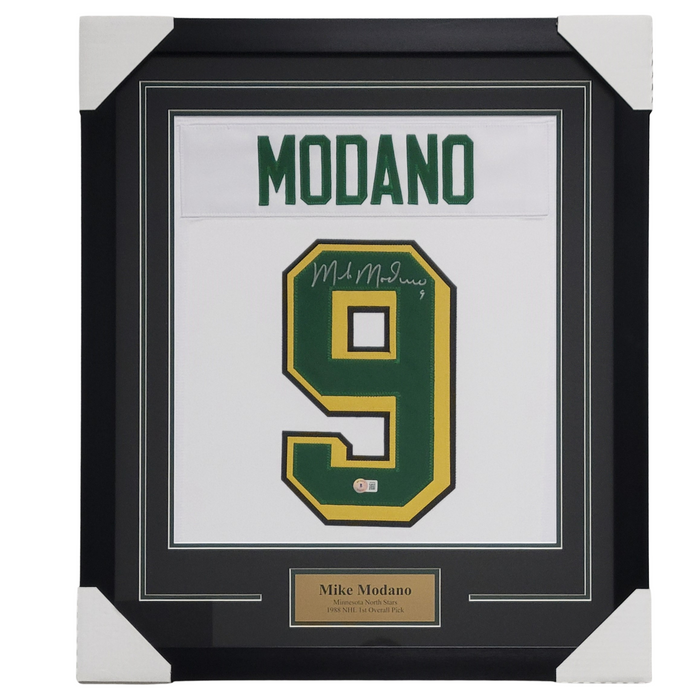 Mike Modano Signed & Professionally Framed Custom White Jersey Shadow Box Display