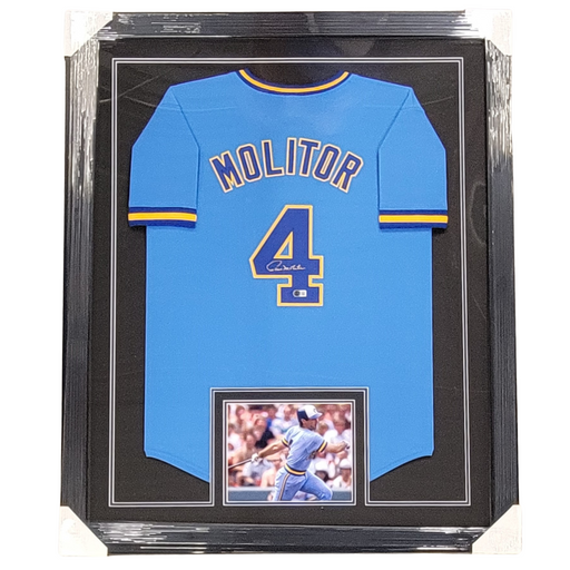 Paul Molitor Signed & Professionally Framed Custom Blue Brewers Baseball Jersey