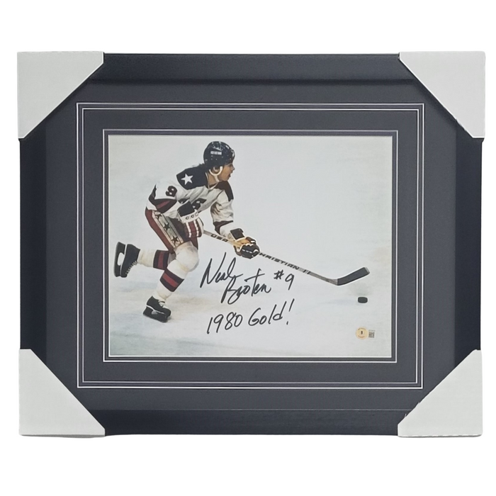 Neal Broten USA Signed & Professionally Framed 11x14 Photo w/ '1980 Gold!'