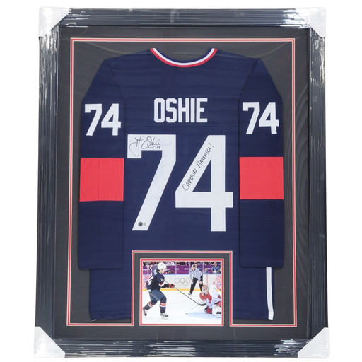 TJ Oshie Signed & Professionally Framed Custom USA Hockey Jersey w/ Inscription