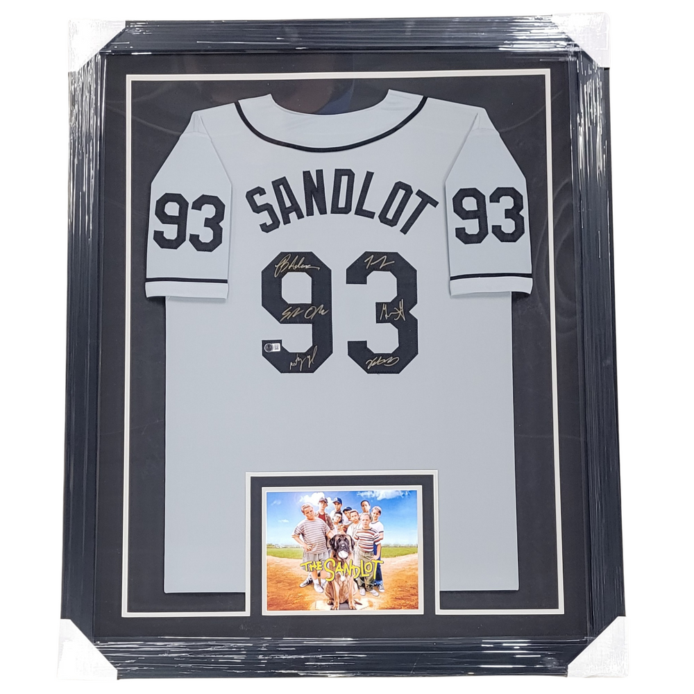 The Sandlot Cast Signed & Professionally Framed Custom Gray Jersey