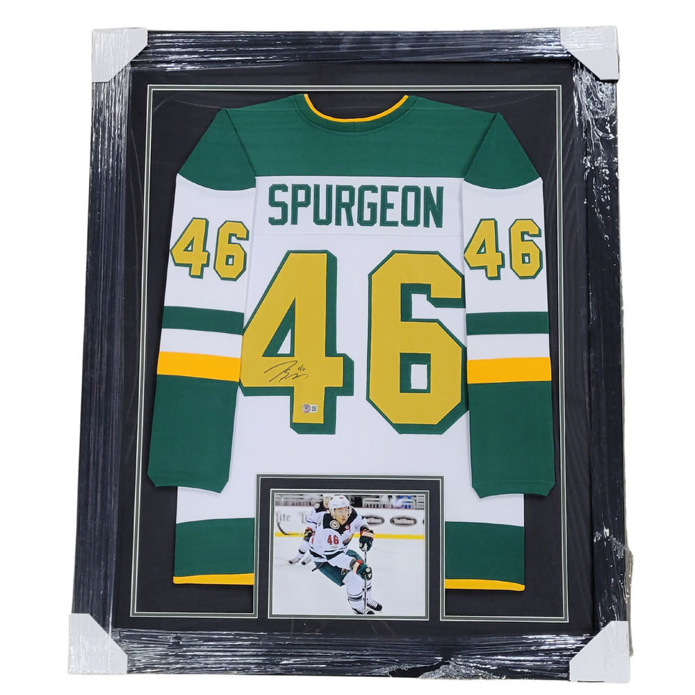 Jared Spurgeon Signed & Professionally Framed Custom Retro Hockey Jersey