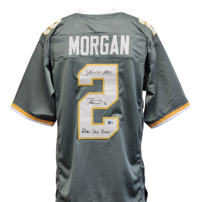 Tanner Morgan Signed Custom Gray Football Jersey w/ Inscriptions