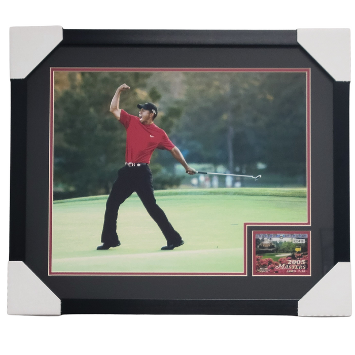 Tiger Woods 'Fist Pump' Professionally Framed 16x20 w/Replica Ticket Display