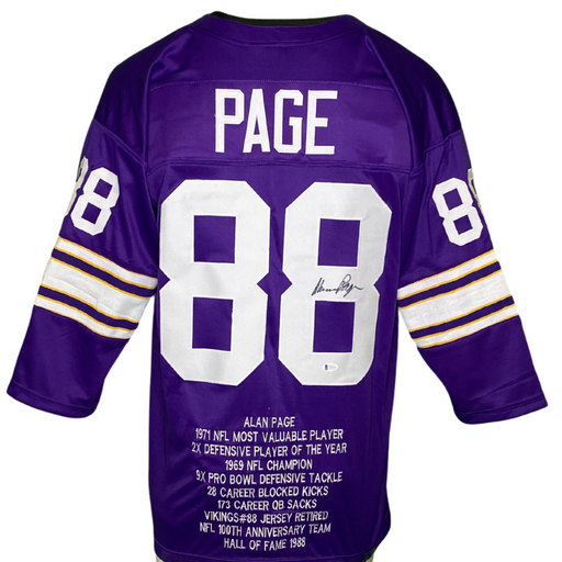 Alan Page Signed Custom Purple Football Jersey W/ Stats