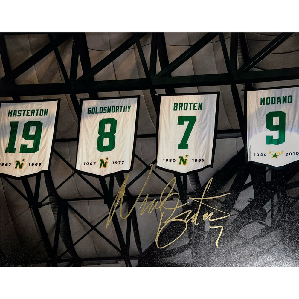 Neal Broten Signed Banner 8x10 Photo