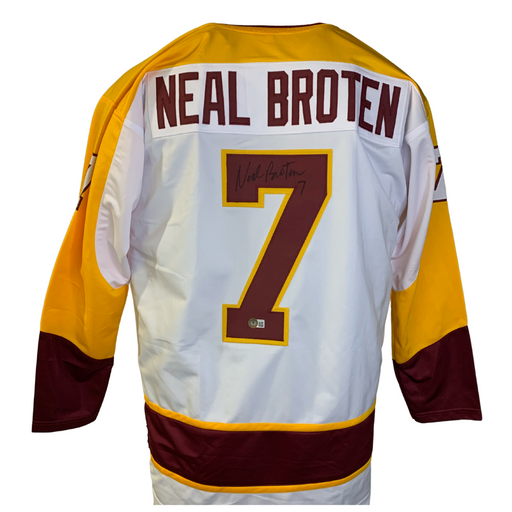 Neal Broten Signed Custom White College Hockey Jersey