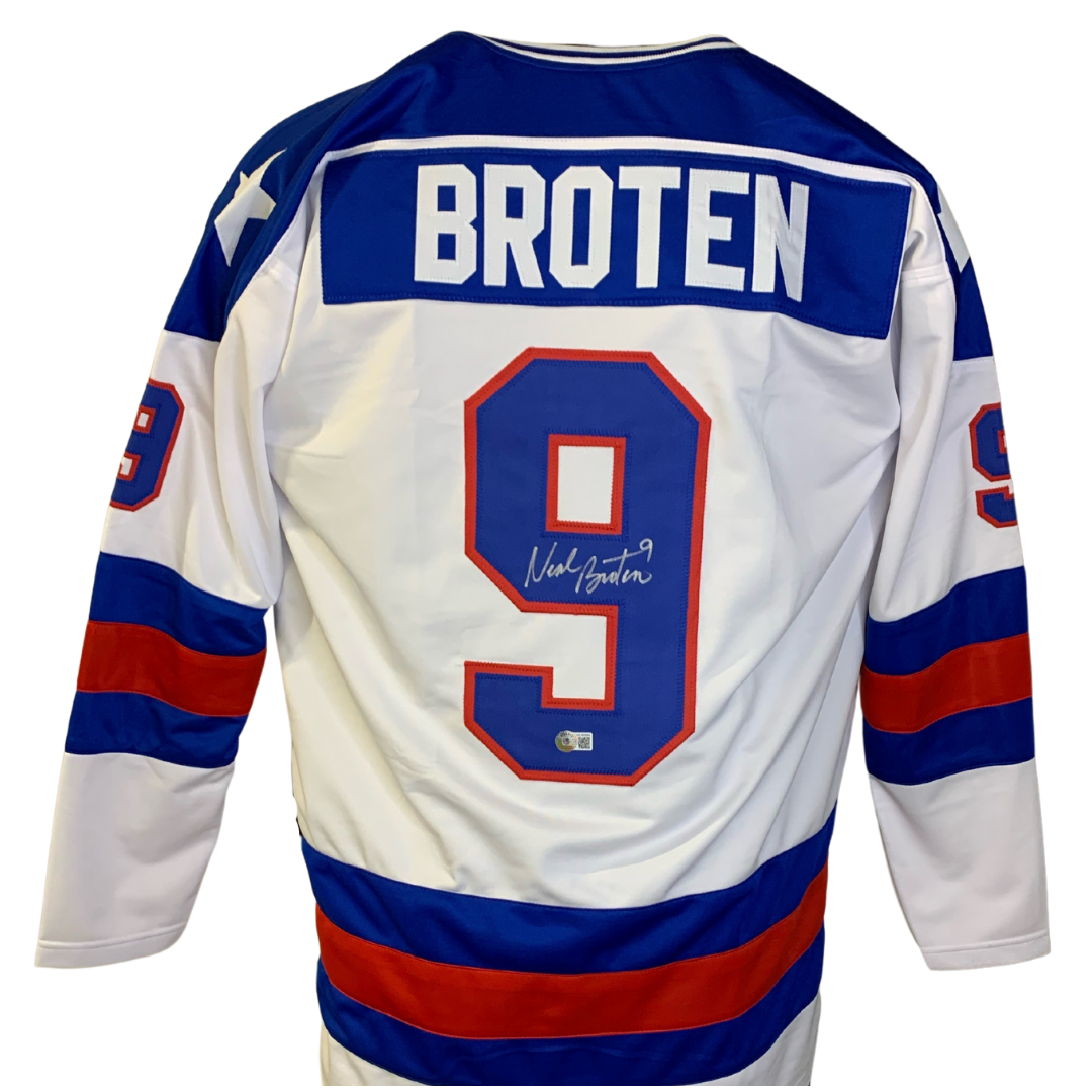 Neal Broten Signed Custom White College Hockey Jersey — Elite Ink