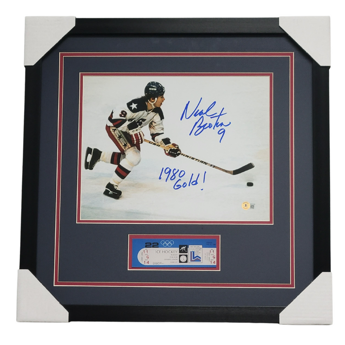Neal Broten Signed & Professionally Framed Replica Ticket Display