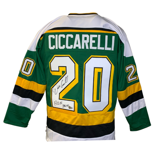 Dino Ciccarelli Signed Custom Green Hockey Jersey with "HOF 2010"