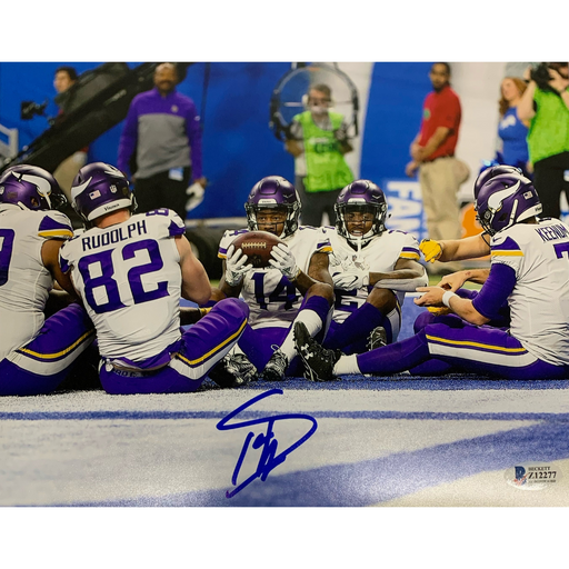 Stefon Diggs Autographed Sitting Team Celebration Front 8x10 Photo
