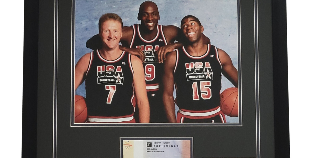 1992 USA BASKETBALL DREAM TEAM LARRY BIRD MAGIC 8X10 PHOTO FRAMED at  's Sports Collectibles Store