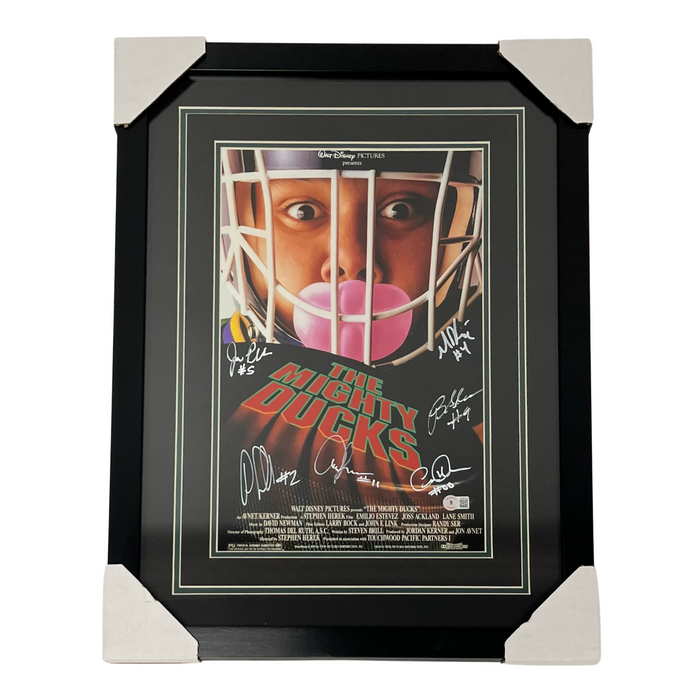 The Mighty Ducks Cast Signed & Professionally Framed 11x17 Movie Poster