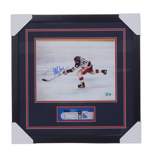 Mike Eruzione Signed & Professionally Framed Replica Ticket Display #1