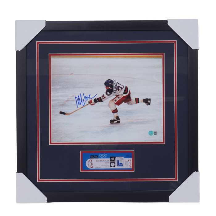 Mike Eruzione Signed & Professionally Framed Replica Ticket Display