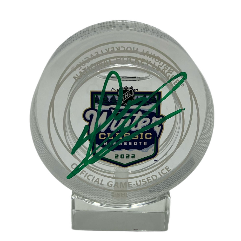 Dean Evason Signed Winter Classic Used Ice Puck
