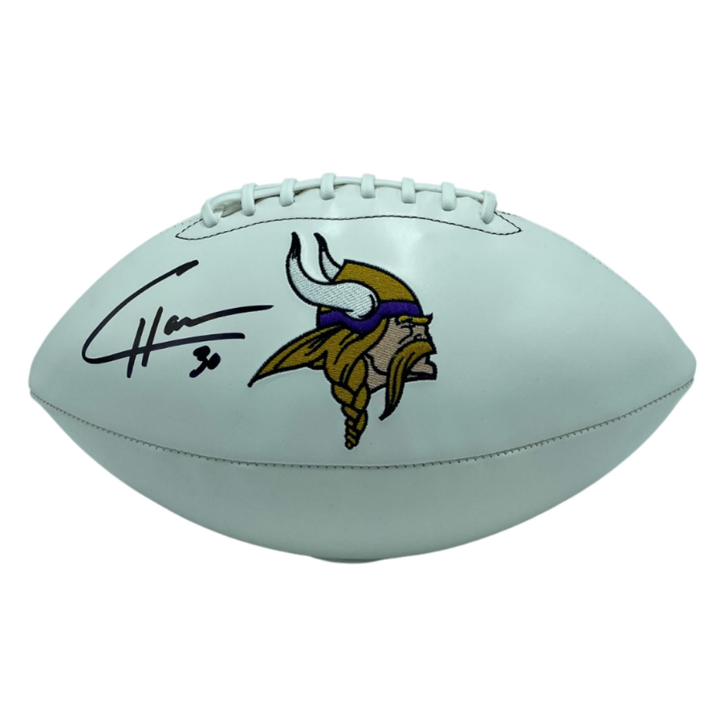 CJ Ham Signed Minnesota Vikings Black Football w/ 'Hammer Time'