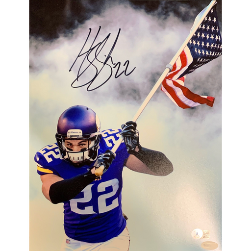 Harrison Smith Autographed Running with Flag Close Up 11x14 Photo