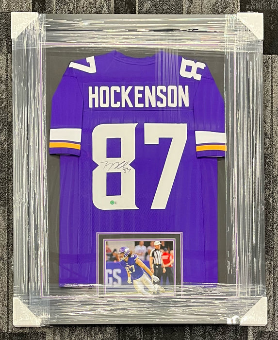 TJ Hockenson Signed & Professionally Framed Custom Purple Football Jersey