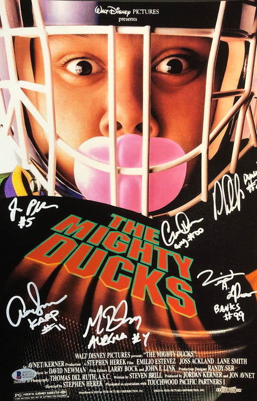 The Mighty Ducks Cast Autographed 11x17 Goalie Movie Photo