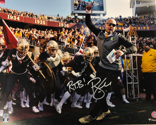 PJ Fleck Signed With Team 16x20 Photo with RTB