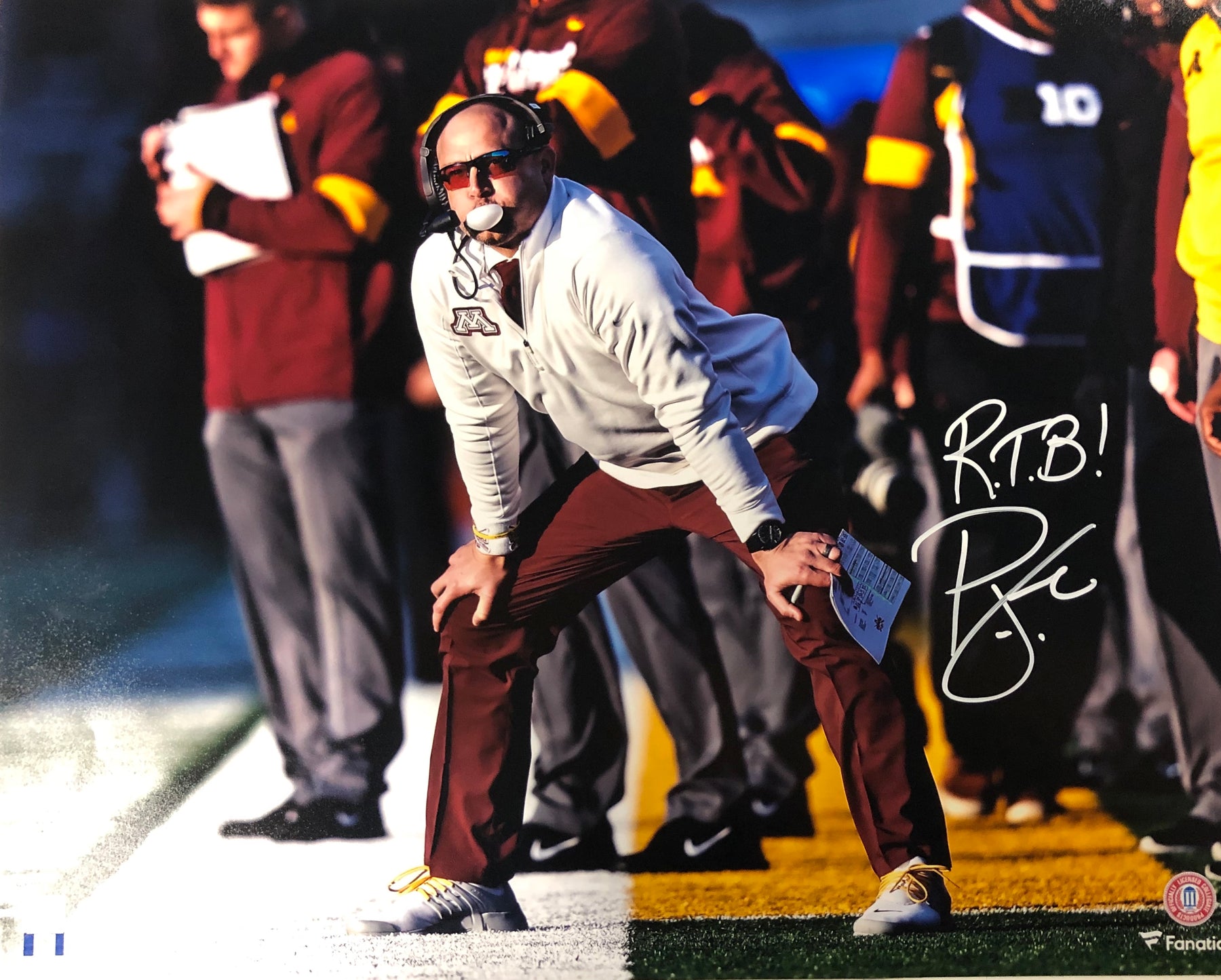PJ Fleck Signed Sidelines 16x20 Photo with RTB
