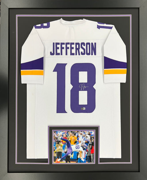 Justin Jefferson Signed & Professionally Framed Custom White Football —  Elite Ink