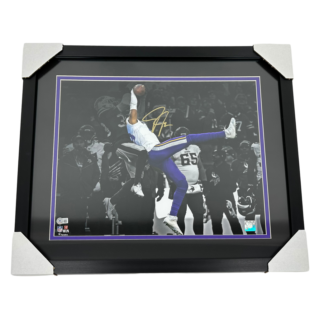 Justin Jefferson Signed & Professionally Framed Custom Purple Football —  Elite Ink