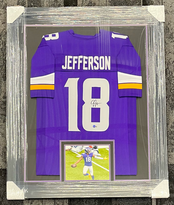 Justin Jefferson Signed & Professionally Framed Custom Purple Football —  Elite Ink