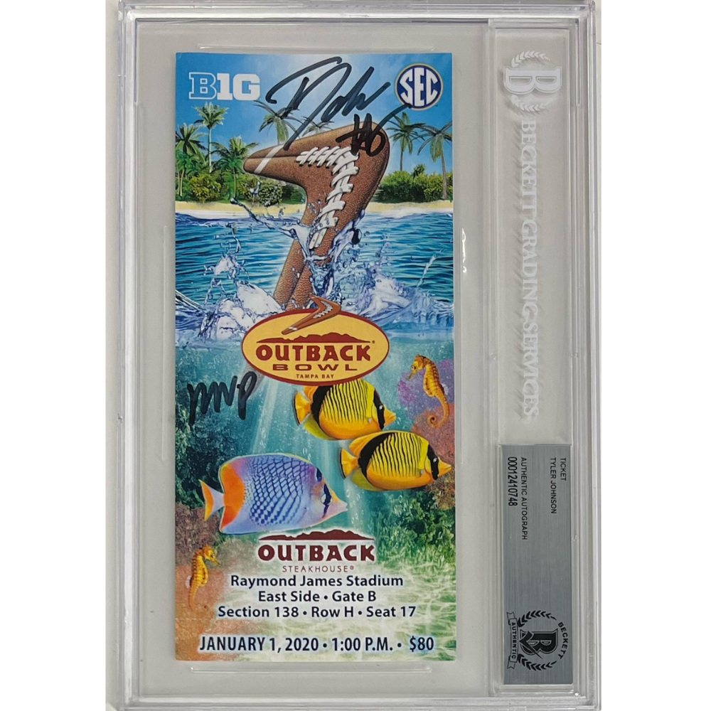 Tyler Johnson Signed & Slabbed Authentic Outback Bowl Ticket