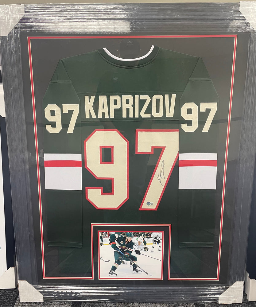 Kirill Kaprizov Signed & Professionally Framed Custom Green Hockey Jersey