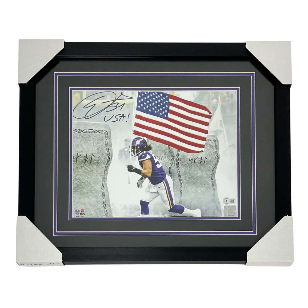Eric Kendricks Flag Entrance Signed & Professionally Framed 11x14 Photo w/ 'USA'