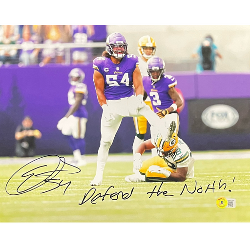 Eric Kendricks Signed 11x14 Photo w/ 'Defend the North'