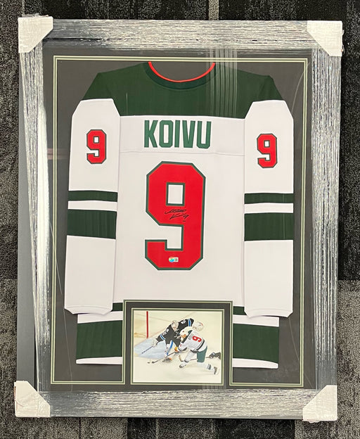 Mikko Koivu Signed & Professionally Framed Custom White Hockey Jersey