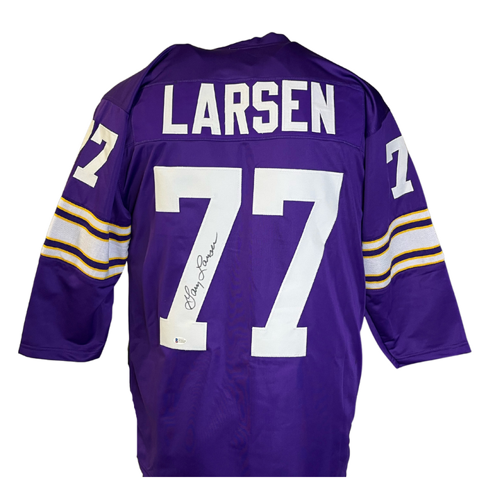 Gary Larsen Signed Custom Purple Football Jersey